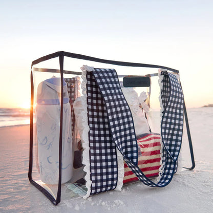 Navy Gingham Jelly Tote