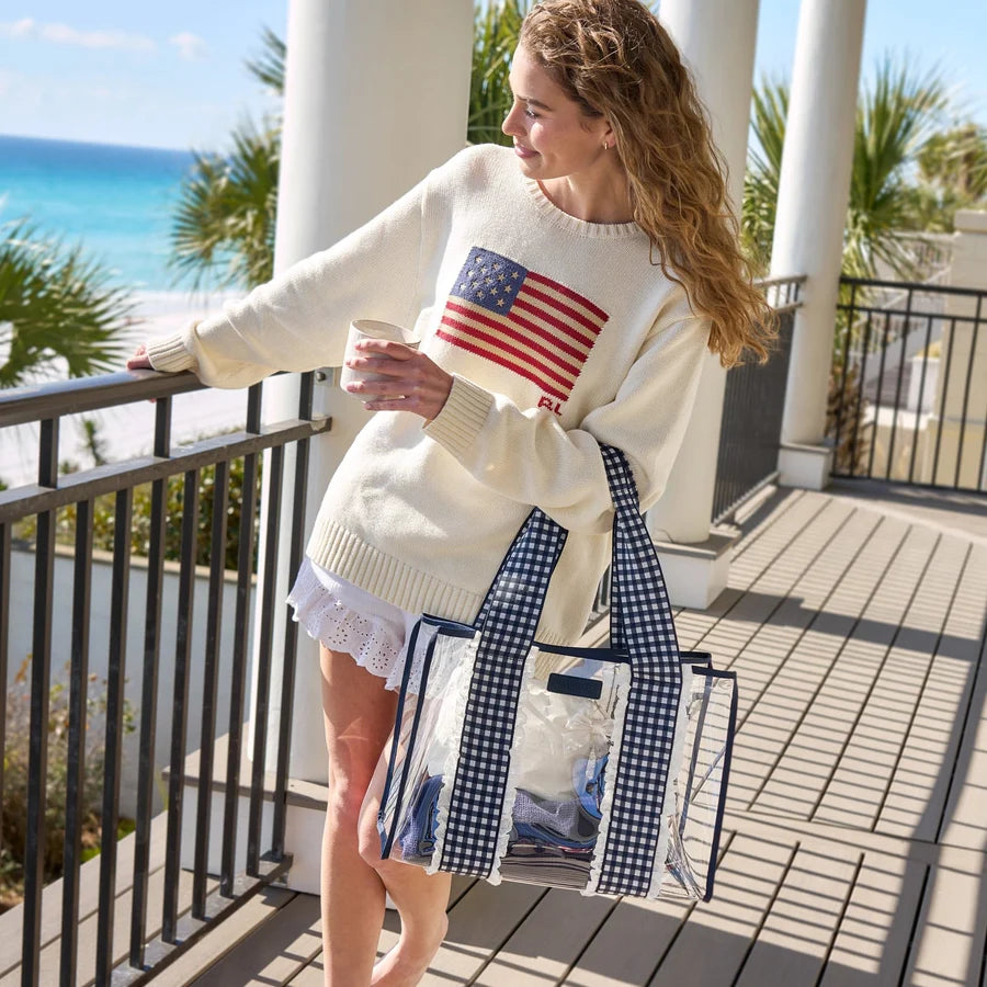 Navy Gingham Jelly Tote