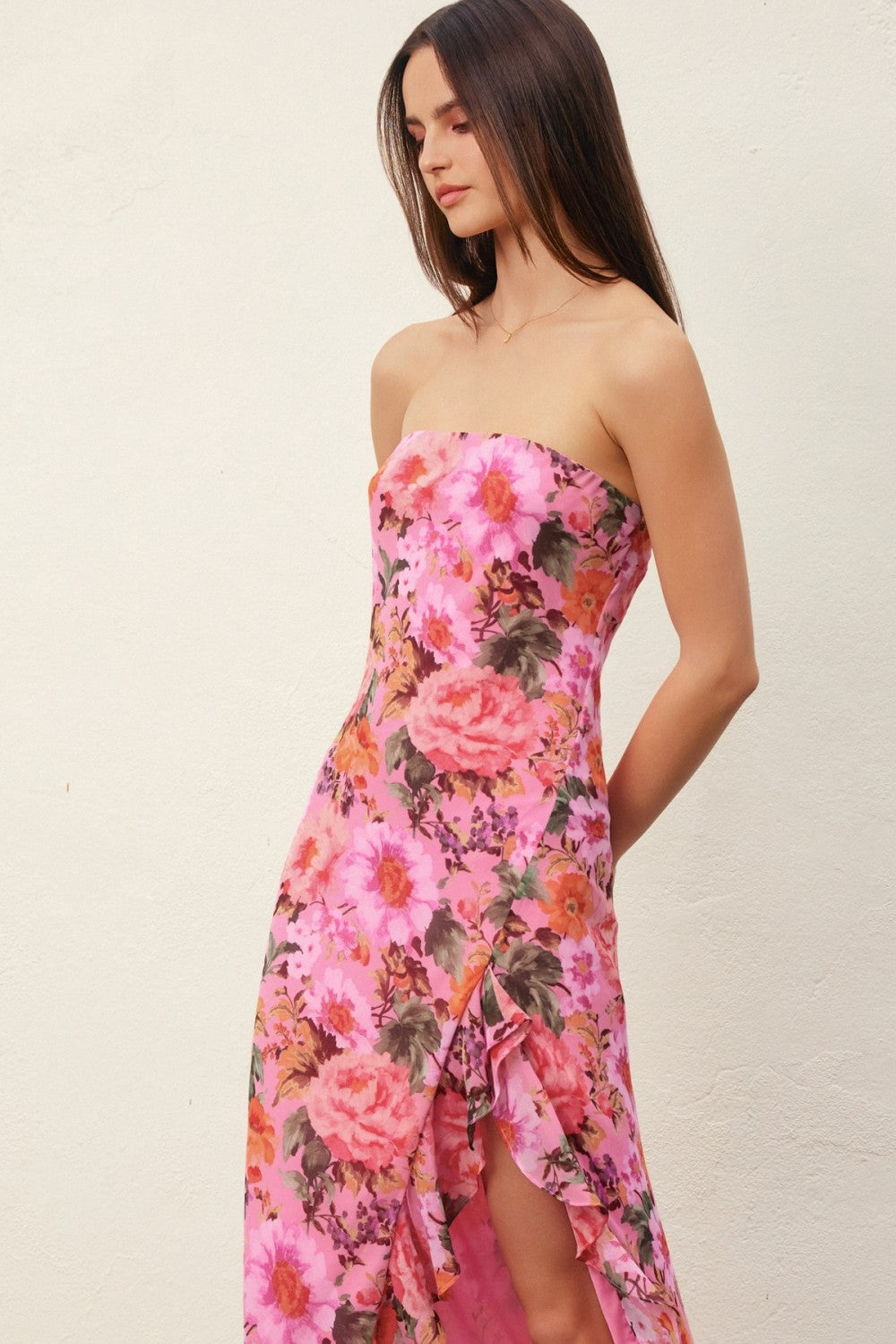 strapless garden party dress – Piper June Boutique touch polyester with a What to wear to Color:Pink/Multi pearl wedding dress